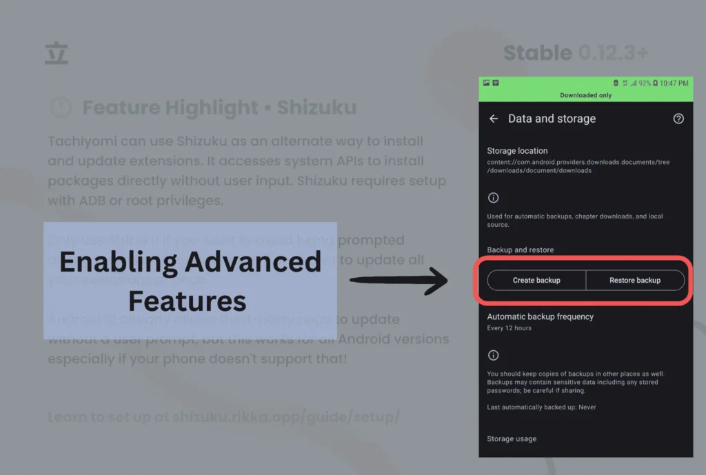 Enabling Advanced Features taciyomi apk