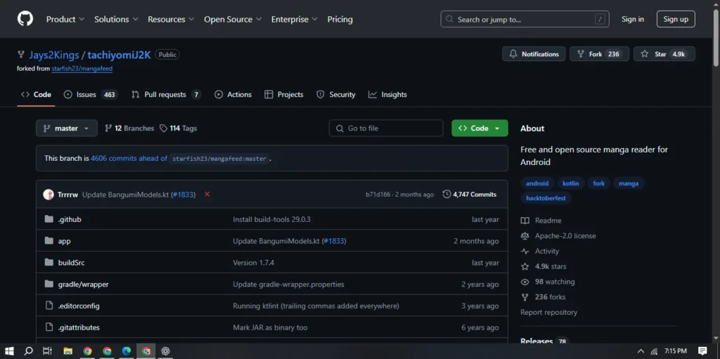 Tachiyomi  J2K is a free and open-source manga reader for Android 6 and above, based on the original Tachiyomi . It is essentially a copy of Tachiyomi  with minor enhancements.