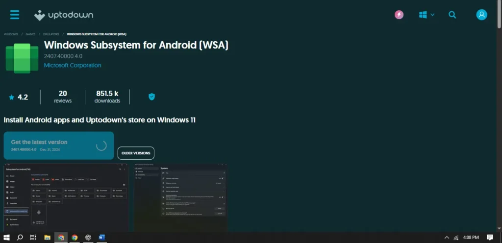 windows subsystem for android